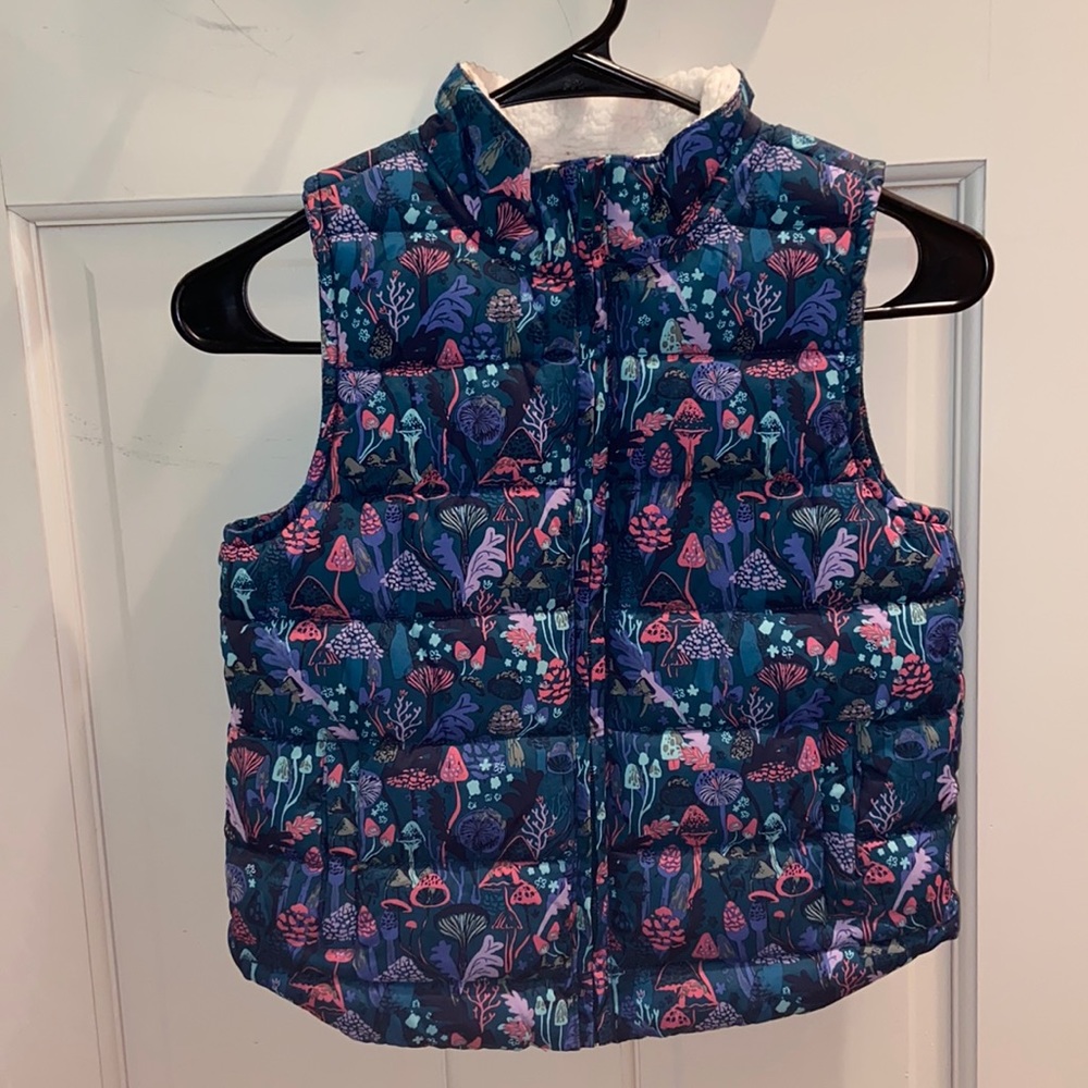Woodland Weekend Girls Puffer Vest Mushroom
